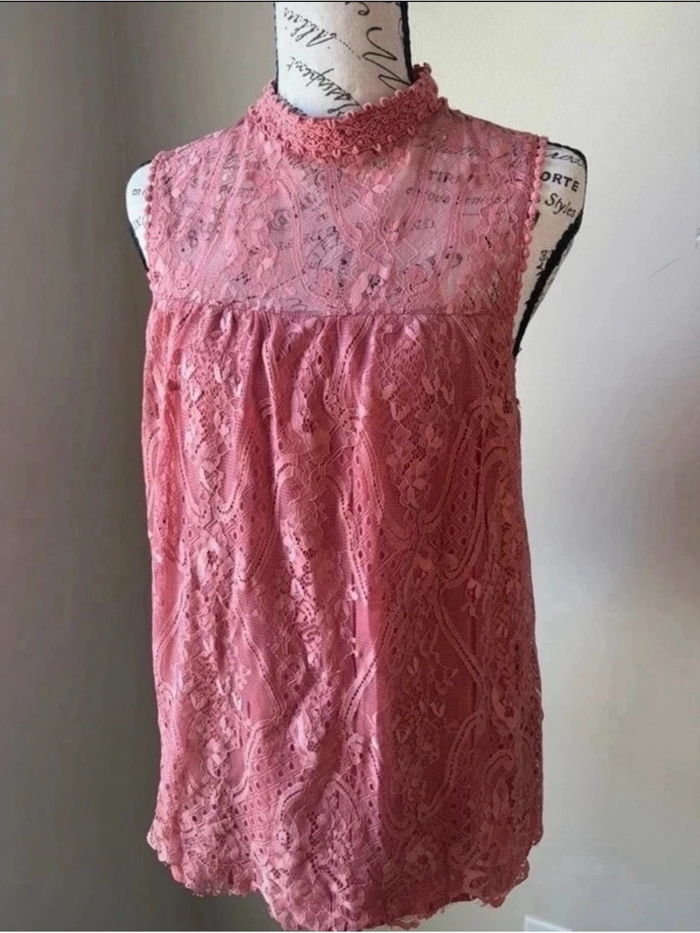 Taylor & Sage Dusty Rose Lace Overlay Blouse